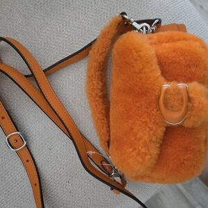 Orange Shearling Crossbody Bag